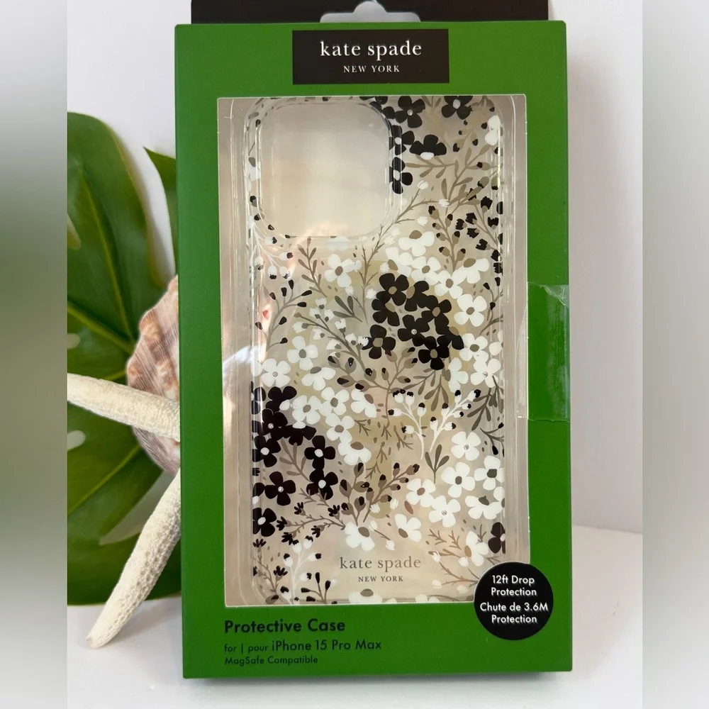 kate spade Floral iPhone 15 Pro Max Case - Black and White